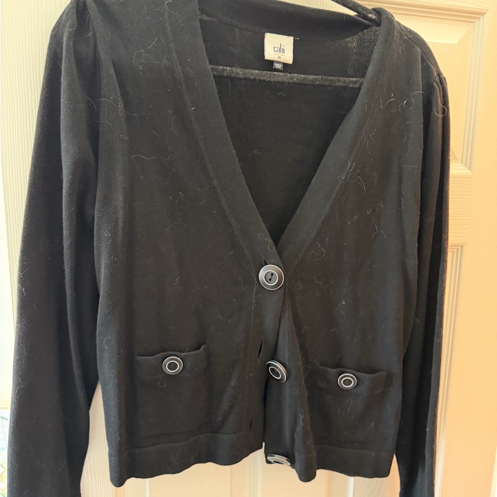 CAbi Black Button-Up Cardigan